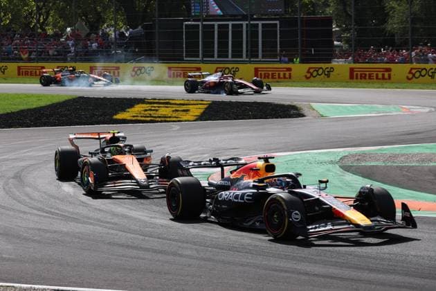 1 Max Verstappen (NLD, Oracle Red Bull Racing), 4 Lando Norris (GBR, McLaren F1 Team), F1 Grand Prix of Italy at Autodromo Nazionale Monza on September 7, 2025 in Monza, Italy. (Photo by HOCH ZWEI) Monza Italy