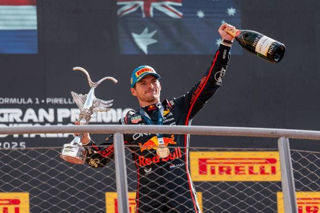 Max Verstappen (Oracle Red Bull Racing, Niederlande, 01), ITA, Formel 1 Weltmeisterschaft, Grand Prix von Italian, Autodromo Nazionale Monza, Race Day, Podium, Saison 2025, 07.09.2025 ITA, Formel 1 Weltmeisterschaft, Grand Prix von Italian, Autodromo Nazionale Monza, Race Day, Podium, Saison 2025, 07.09.2025 Monza Copyright: xEibner-Pressefoto MarcelxFischerx EP_MFI
