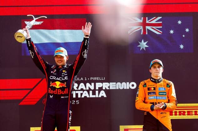 1 Max Verstappen (NLD, Oracle Red Bull Racing), 81 Oscar Piastri (AUS, McLaren F1 Team), F1 Grand Prix of Italy at Autodromo Nazionale Monza on September 7, 2025 in Monza, Italy. (Photo by HOCH ZWEI) Monza Italy