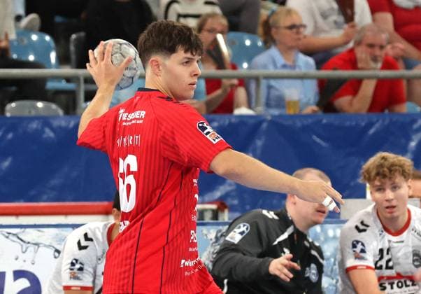 07.09.2025, Deutschland, Bietigheim, Handball 2. Bundesliga, SG BBM Bietigheim vs. VfL Lübeck-Schwartau, Max Prantner (BBM)