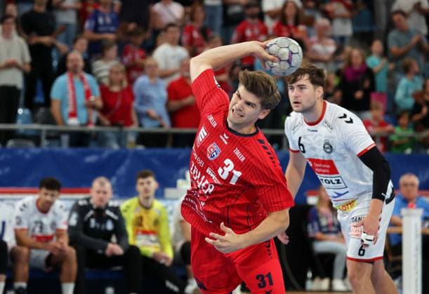 07.09.2025, Deutschland, Bietigheim, Handball 2. Bundesliga, SG BBM Bietigheim vs. VfL Lübeck-Schwartau, Alexander Pfeifer (BBM)