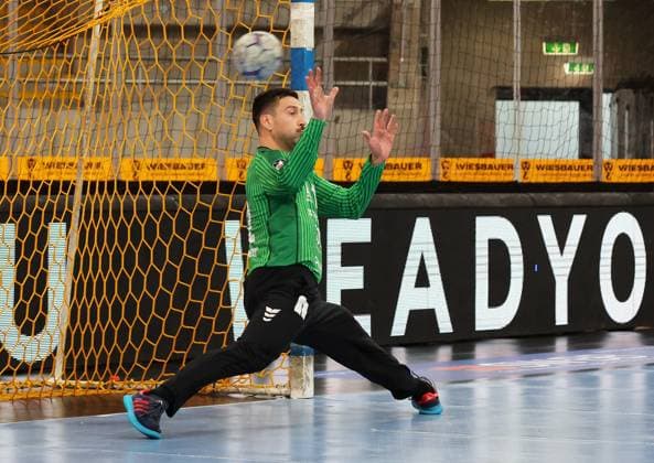 07.09.2025, Deutschland, Bietigheim, Handball 2. Bundesliga, SG BBM Bietigheim vs. VfL Lübeck-Schwartau, Martin Tomovski (BBM)