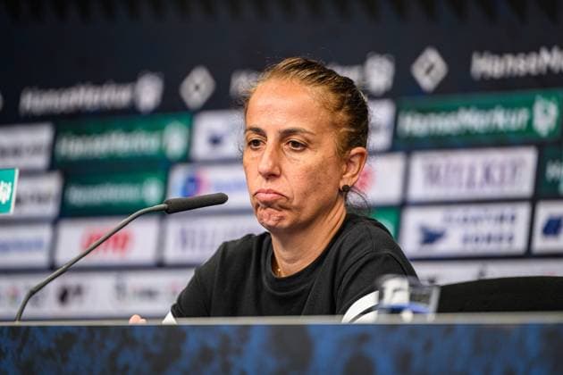 Fußball I Frauen I Saison 2025-2026 I Bundesliga I 1. Spieltag I Hamburger SV - VfL Wolfsburg I 07.09.2025 Liese Brancao (Hamburger SV), Pressekonferenz Hamburg Volksparkstadion Hamburg Deutschland Copyright: xLobecax xHenningxRohlfsx