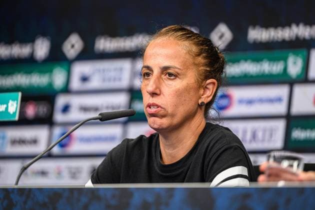 Fußball I Frauen I Saison 2025-2026 I Bundesliga I 1. Spieltag I Hamburger SV - VfL Wolfsburg I 07.09.2025 Liese Brancao (Hamburger SV), Pressekonferenz Hamburg Volksparkstadion Hamburg Deutschland Copyright: xLobecax xHenningxRohlfsx