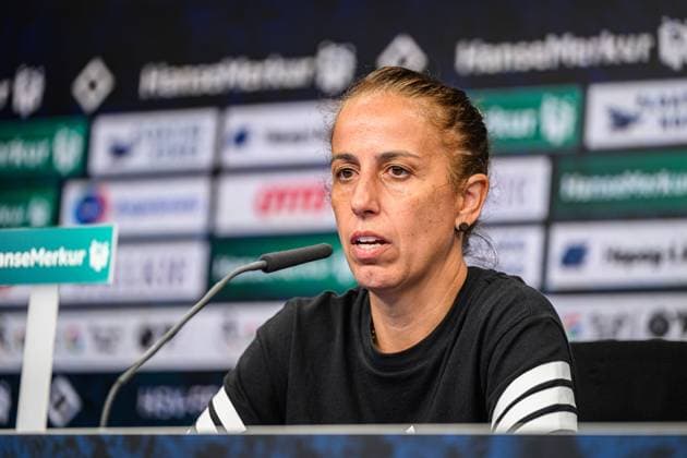 Fußball I Frauen I Saison 2025-2026 I Bundesliga I 1. Spieltag I Hamburger SV - VfL Wolfsburg I 07.09.2025 Liese Brancao (Hamburger SV), Pressekonferenz Hamburg Volksparkstadion Hamburg Deutschland Copyright: xLobecax xHenningxRohlfsx