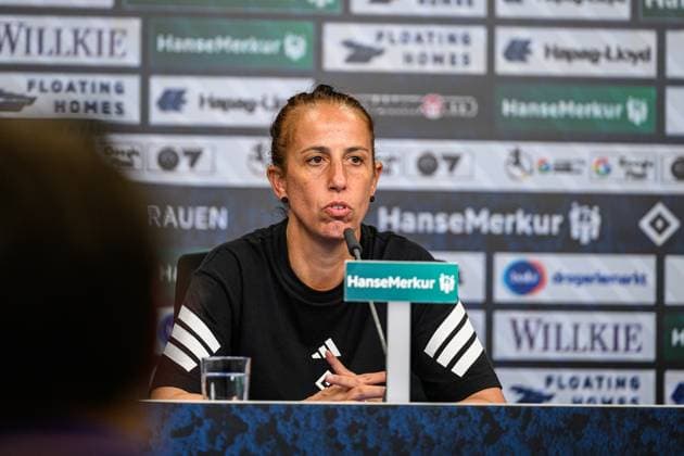 Fußball I Frauen I Saison 2025-2026 I Bundesliga I 1. Spieltag I Hamburger SV - VfL Wolfsburg I 07.09.2025 Liese Brancao (Hamburger SV), Pressekonferenz Hamburg Volksparkstadion Hamburg Deutschland Copyright: xLobecax xHenningxRohlfsx