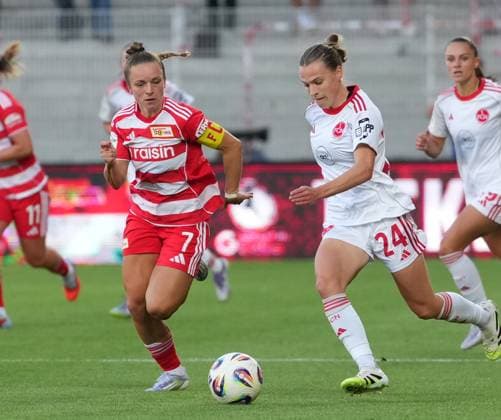 07.09.2025 - Fussball - Saison 2025 2026 - 1. Google Pixel Frauen Bundesliga - 1. Spieltag: 1. FC Union Berlin Frauen FCU - 1. FC Nürnberg Frauen FCN ( Club Clubfrauen) - ChPr - xchxprx - von links : Lisa Heiseler ( 7, 1. FC Union Berlin ) Nastassja Lein (24, 1. FC Nürnberg FCN )