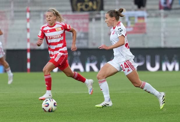 07.09.2025 - Fussball - Saison 2025 2026 - 1. Google Pixel Frauen Bundesliga - 1. Spieltag: 1. FC Union Berlin Frauen FCU - 1. FC Nürnberg Frauen FCN ( Club Clubfrauen) - ChPr - xchxprx - von links : Jenny Hipp ( 27, 1. FC Union Berlin ) Nastassja Lein (24, 1. FC Nürnberg FCN )