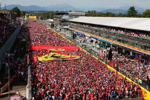 Fans during podium ceremony, F1 Grand Prix of Italy at Autodromo Nazionale Monza on September 7, 2025 in Monza, Italy. (Photo by HOCH ZWEI) Monza Italy