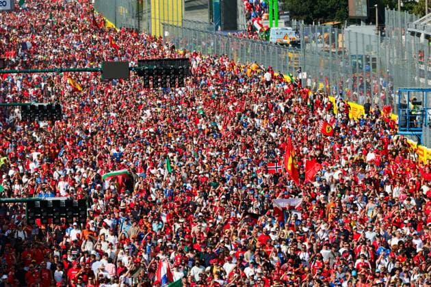 Fans during podium ceremony, F1 Grand Prix of Italy at Autodromo Nazionale Monza on September 7, 2025 in Monza, Italy. (Photo by HOCH ZWEI) Monza Italy