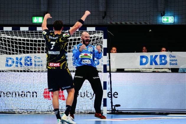 Jubel nach Parade Mike Jensen (Rhein-Neckar Loewen, 20) GER, Handball Verein Hamburg vs. Rhein-Neckar Loewen, Handball, 1. Bundesliga, Spieltag 3, Saison 2025 2026, 07.09.2025 GER, Handball Sport Verein Hamburg vs. Rhein-Neckar Loewen, Handball, 1. Bundesliga, Spieltag 3, Saison 2025 2026, 07.09.2025 Hamburg Copyright: xEibner-Pressefoto MarcelxvonxFehrnx EP_MFN