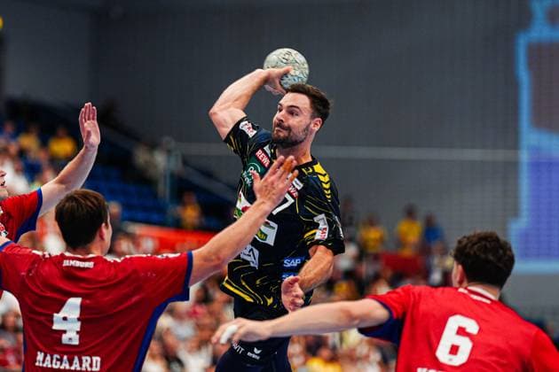 Wurf Tor Dani Baijens (Rhein-Neckar Loewen, 77) GER, Handball Verein Hamburg vs. Rhein-Neckar Loewen, Handball, 1. Bundesliga, Spieltag 3, Saison 2025 2026, 07.09.2025 GER, Handball Sport Verein Hamburg vs. Rhein-Neckar Loewen, Handball, 1. Bundesliga, Spieltag 3, Saison 2025 2026, 07.09.2025 Hamburg Copyright: xEibner-Pressefoto MarcelxvonxFehrnx EP_MFN