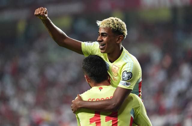 Turkiye v Spain - 2026 FIFA World Cup, WM, Weltmeisterschaft, Fussball European Qualifiers KONYA, TURKIYE - SEPTEMBER 7: Lamine Yamal (19) of Spain celebrates after scoring a goal during the 2026 FIFA World Cup European Qualifiers Group E second match between Turkiye and Spain at Medas Konya Buyuksehir Stadium in Konya, Turkiye, on September 7, 2025. Evrim Aydin Anadolu Konya Turkey. Editorial use only. Please get in touch for any other usage.  Copyright: x2025xAnadoluxEvrimxAydinx