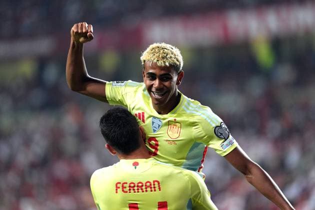 Turkiye v Spain - 2026 FIFA World Cup, WM, Weltmeisterschaft, Fussball European Qualifiers KONYA, TURKIYE - SEPTEMBER 7: Lamine Yamal (19) of Spain celebrates after scoring a goal during the 2026 FIFA World Cup European Qualifiers Group E second match between Turkiye and Spain at Medas Konya Buyuksehir Stadium in Konya, Turkiye, on September 7, 2025. Evrim Aydin Anadolu Konya Turkey. Editorial use only. Please get in touch for any other usage.  Copyright: x2025xAnadoluxEvrimxAydinx