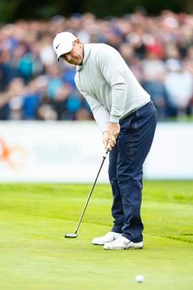 7th September 2025; The K Club, Straffan, County Kildare, Ireland: Amgen Irish Open Golf Final Round; Rory McIlroy of Northern Ireland putts on the 2nd green  PeterxFitzpatrick