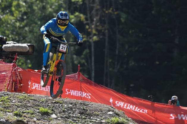 07 09 2025, ChampÃ ry, ChampÃ ry 2025 UCI Mountain Bike World Championships, Oliver Zwar (SWE) during the Men s Downhill Final ChampÃ ry Grand Paradis Valais Switzerland Copyright: xJustPictures.ch FrancescoxMinghettix jp-en-FrMi-MNG_7098