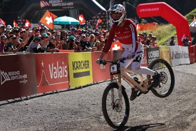07 09 2025, ChampÃ ry, ChampÃ ry 2025 UCI Mountain Bike World Championships, Andreas Kolb (AUT) during the Men s Downhill Final ChampÃ ry Grand Paradis Valais Switzerland Copyright: xJustPictures.ch FrancescoxMinghettix jp-en-FrMi-MNG_7680