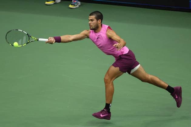 September 7, 2025, New York City, New York, United States: CARLOS ALCARAZ of Spain during the match against J. Sinner of Italy in the final of US Open 2025 at the USTA Billie Jean King National Tennis Center. Queens, New York City. New York City United States - ZUMAc278 20250907_zsp_c278_026 Copyright: xMarcinxCholewinskix