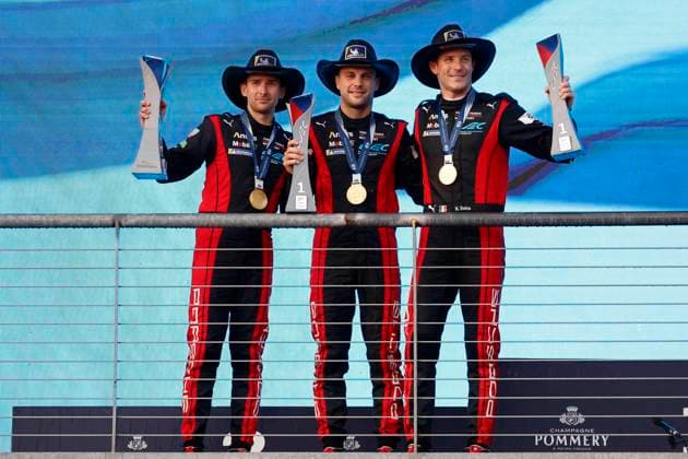 FIA WEC - LONE STAR LE MANS 2025 06 ESTRE KÃ vin (fra), VANTHOOR Laurens (bel), CAMPBELL Matt (aus), Porsche Penske Motorsport, Porsche 963 06, Hypercar, podium, during the Lone Star Le Mans 2025, 6th round of the 2025 FIA World Endurance Championship, from September 5 to 7, 2025 on the Circuit of The Americas in Austin, Texas, United States of America -  Copyright: xFREDERICxLExFLOCxHx