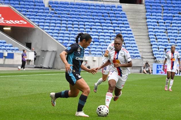 Football : Arkema Premiere Ligue OL Lyonnes V Marseille 07 09 2025 Roselene Khezami of Marseille during the Arkema Premiere Ligue match between Lyon and Marseille at Groupama Stadium Decines Charpieu on September 7, 2025 in Lyon, France  Copyright: xALLILI_MOURADx