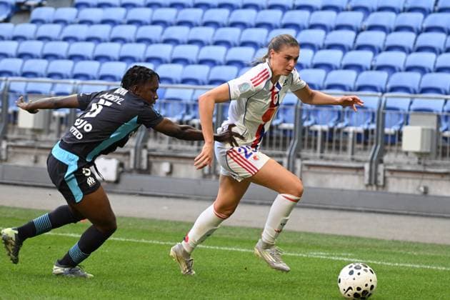 Football : Arkema Premiere Ligue OL Lyonnes V Marseille 07 09 2025 Jule Brand of OL Lyonnes during the Arkema Premiere Ligue match between Lyon and Marseille at Groupama Stadium Decines Charpieu on September 7, 2025 in Lyon, France  Copyright: xALLILI_MOURADx