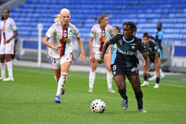Football : Arkema Premiere Ligue + OL Lyonnes V Marseille 07 09 2025 Maudeline Moryl of Marseille during the Arkema Premiere Ligue match between Lyon and Marseille at Groupama Stadium Decines Charpieu on September 7, 2025 in Lyon, France  Copyright: xALLILI_MOURADx