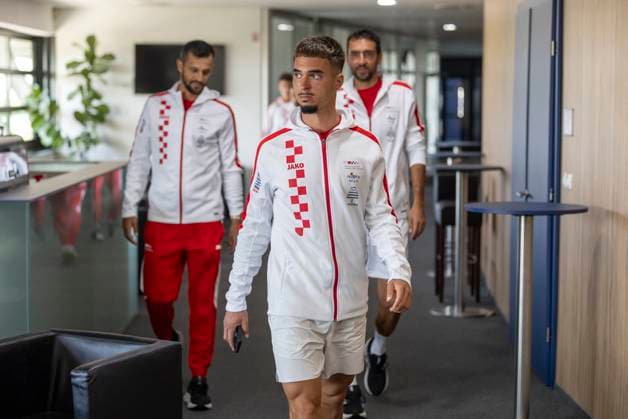 Croatia Davis Cup Team press conference, PK, Pressekonferenz Dino Prizmic of Croatia Davis Cup Team attends a press conference prior to the Davis Cup Qualifier 2nd Round match between Croatia and France at Gradski vrt in Osijek, Croatia on September 8, 2025.  DavorxJavorovic PIXSELL