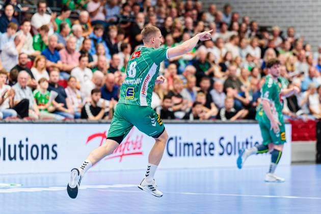 Karolis Antanavicius (GWD Minden, 08) jubelt nach Torerfolg Tor GER, GWD Minden vs. SG Flensburg-Handewitt, Handball, 1. Bundesliga, 3. Spieltag, Spielzeit 2025 2026, 08.09.2025 GER, GWD Minden vs. SG Flensburg-Handewitt, Handball, 1. Bundesliga, 3. Spieltag, Spielzeit 2025 2026, 08.09.2025 Luebbecke Copyright: xEibner-Pressefoto JanxRollingerx EP_JSK