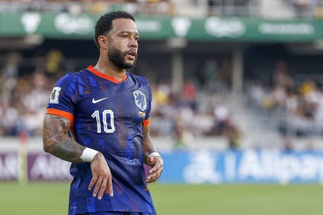 KAUNAS , 07-09-2025 , Darius and Girenas Stadium, season 2025 2026 , FIFA World Cup, WM, Weltmeisterschaft, Fussball Qualifier between Lithuania and The Netherlands. Final result 2-3, Pictures shows Netherlands player Memphis Depay Lithuania - The Netherlands  x30930747x Copyright: