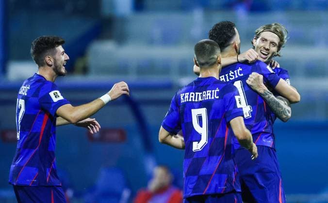(250909) -- ZAGREB, Sept. 9, 2025 -- Kristijan Jakic (1st R) of Croatia celebrates after scoring during the 2026 FIFA World Cup, WM, Weltmeisterschaft, Fussball European Qualifiers football match between Croatia and Montenegro in Zagreb, Croatia, on Sept. 8, 2025. (Photo by PIXSELL via Xinhua) (SP)CROATIA-ZAGREB-FOOTBALL-2026 FIFA WORLD CUP QUALIFIERS-CRO VS MNE IgorxKralj 