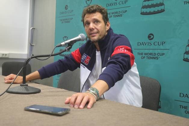 France Davis Cup Team press conference, PK, Pressekonferenz France Captain Paul-Henri Mathieu speaks during a press conference ahead Davis Cup Qualifier 2nd Round match between Croatia and France at Gradski vrt in Osijek, Croatia on September 8, 2025.  DavidxJerkovic PIXSELL