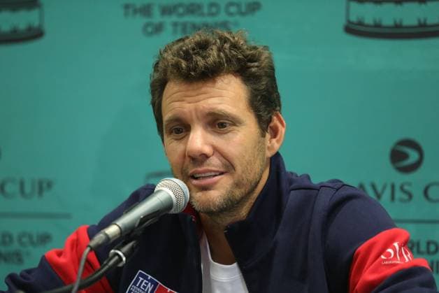 France Davis Cup Team press conference, PK, Pressekonferenz France Captain Paul-Henri Mathieu speaks during a press conference ahead Davis Cup Qualifier 2nd Round match between Croatia and France at Gradski vrt in Osijek, Croatia on September 8, 2025.  DavidxJerkovic PIXSELL