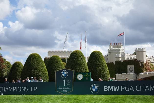 9th September 2025; Wentworth Club, London, England; The BMW PGA, Golf Herren Championship Golf Practice Day 1; A general view of the 1st green  HenningxvonxJagow