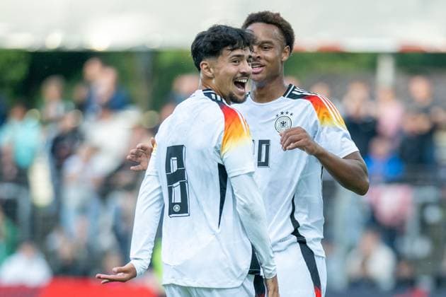 Tor zum 1:0 durch Laurin Ulrich (Deutschland, 08), mit Ouedraogo, Assan (Deutschland U20, 20), GER, Deutschland vs. Italien, Fussball, U20 Elite League, 2. Spieltag, Spielzeit 2025 2026, 09.09.2025, Eibner-Pressefoto Sascha Walther GER, Deutschland vs. Italien, Fussball, U20 Elite League, 2. Spieltag, Spielzeit 2025 2026, 09.09.2025 Reutlingen Copyright: xEibner-Pressefotox EP_SWA