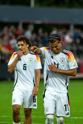 Tor zum 5:0 durch Brunner, Paris (Deutschland U20, 11), mit Lubach, Rafael (Deutschland U20, 06), GER, Deutschland vs. Italien, Fussball, U20 Elite League, 2. Spieltag, Spielzeit 2025 2026, 09.09.2025, Eibner-Pressefoto Sascha Walther GER, Deutschland vs. Italien, Fussball, U20 Elite League, 2. Spieltag, Spielzeit 2025 2026, 09.09.2025 Reutlingen Copyright: xEibner-Pressefotox EP_SWA
