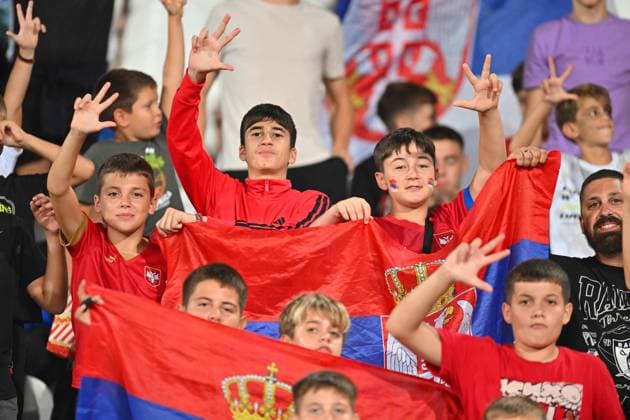 SERBIA vs ENGLAND SUPPORTERS football Serbia vs England FIFA World Cup, WM, Weltmeisterschaft, Fussball qualification match at Rajko Mitic stadium, Belgrade 09.09.2025 Foto: FOOTBALL, SERBIA, ENGLAND, FIFA WORLD CUP QUALIFICATIONS MATCH Beograd Rajko Mitic stadium Serbia Copyright: xMarkoxMetlas xMNxPressx