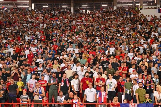 SERBIA vs ENGLAND SUPPORTERS football Serbia vs England FIFA World Cup, WM, Weltmeisterschaft, Fussball qualification match at Rajko Mitic stadium, Belgrade 09.09.2025 Foto: FOOTBALL, SERBIA, ENGLAND, FIFA WORLD CUP QUALIFICATIONS MATCH Beograd Rajko Mitic stadium Serbia Copyright: xMarkoxMetlas xMNxPressx
