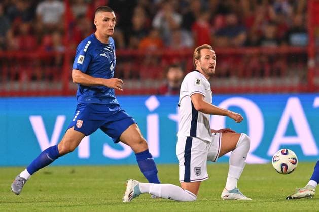 SERBIA vs ENGLAND HARRY KANE vs NIKOLA MILENKOVIC football Serbia vs England FIFA World Cup, WM, Weltmeisterschaft, Fussball qualification match at Rajko Mitic stadium, Belgrade 09.09.2025 Foto: FOOTBALL, SERBIA, ENGLAND, FIFA WORLD CUP QUALIFICATIONS MATCH Beograd Rajko Mitic stadium Serbia Copyright: xMarkoxMetlas xMNxPressx