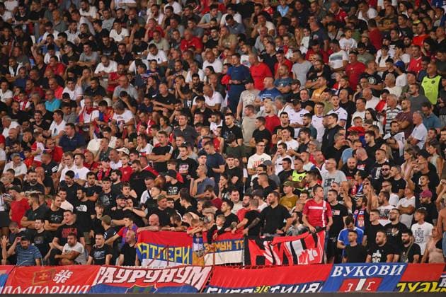 SERBIA vs ENGLAND SUPPORRTES football Serbia vs England FIFA World Cup, WM, Weltmeisterschaft, Fussball qualification match at Rajko Mitic stadium, Belgrade 09.09.2025 Foto: FOOTBALL, SERBIA, ENGLAND, FIFA WORLD CUP QUALIFICATIONS MATCH Beograd Rajko Mitic stadium Serbia Copyright: xMarkoxMetlas xMNxPressx