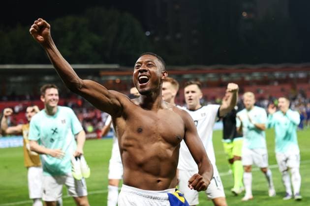 Sport Bilder des Tages SOCCER - FIFA WC quali, BIH vs AUT ZENICA,BOSNIA AND HERZEGOVINA,09.SEP.25 - SOCCER - FIFA World Cup, WM, Weltmeisterschaft, Fussball 2026, European Qualifiers, group stage, OEFB international match, Länderspiel, Nationalmannschaft Bosnia and Herzegovina vs Austria. Image shows the rejoicing of David Alaba (AUT).  GEPAxpictures xArminxRauthner