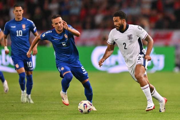 SERBIA vs ENGLAND REECE JAMES vs NEMANJA MAKSIMOVIC football Serbia vs England FIFA World Cup, WM, Weltmeisterschaft, Fussball qualification match at Rajko Mitic stadium, Belgrade 09.09.2025 Foto: FOOTBALL, SERBIA, ENGLAND, FIFA WORLD CUP QUALIFICATIONS MATCH Beograd Rajko Mitic stadium Serbia Copyright: xMarkoxMetlas xMNxPressx