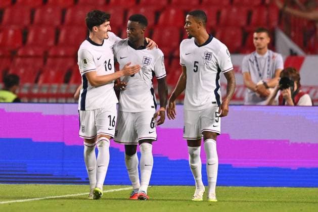SERBIA vs ENGLAND TINO LIVRAMENTO, MARC GUEHI, EZRI KONSA football Serbia vs England FIFA World Cup, WM, Weltmeisterschaft, Fussball qualification match at Rajko Mitic stadium, Belgrade 09.09.2025 Foto: FOOTBALL, SERBIA, ENGLAND, FIFA WORLD CUP QUALIFICATIONS MATCH Beograd Rajko Mitic stadium Serbia Copyright: xMarkoxMetlas xMNxPressx