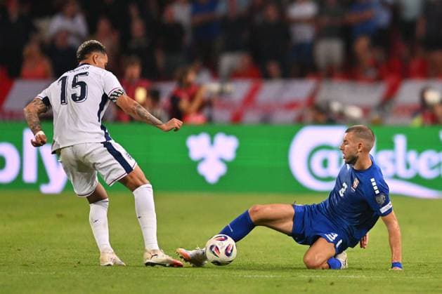 SERBIA vs ENGLAND MORGAN ROGERS and STRAHINJA PAVLOVIC football Serbia vs England FIFA World Cup, WM, Weltmeisterschaft, Fussball qualification match at Rajko Mitic stadium, Belgrade 09.09.2025 Foto: FOOTBALL, SERBIA, ENGLAND, FIFA WORLD CUP QUALIFICATIONS MATCH Beograd Rajko Mitic stadium Serbia Copyright: xMarkoxMetlas xMNxPressx