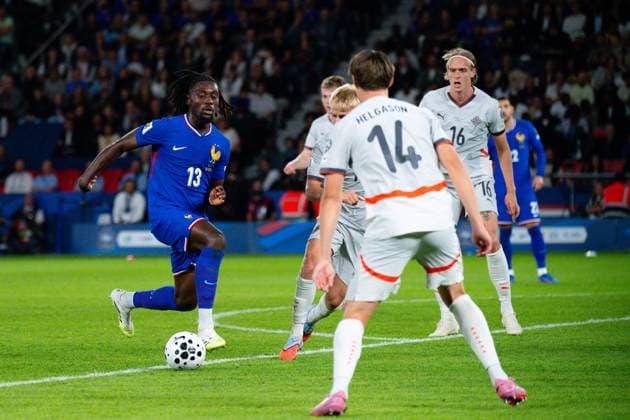 FOOTBALL : France vs Islande - Paris - 09 09 2025 Manu Kone ( 13 - France ) during the European Qualifying round match between France and Iceland at Parc des Princes on September 09, 2025 in Paris, France. ( Photo by Federico Pestellini PsnewZ ) - Parc des PrincesFrance  Copyright: xFedericoxPestellinix