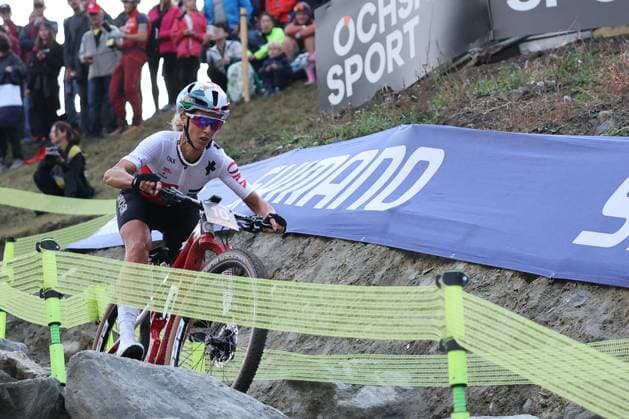 09 09 2025, Zermatt, Valais 2025 UCI Mountain Bike World Championships, Jolanda Neff 10 (SUI) during the Cross-Country Short Track Elite Women Final Zermatt Zermatt Valais Switzerland Copyright: xJustPictures.ch FrancescoxMinghettix jp-en-FrMi-MNG_6014