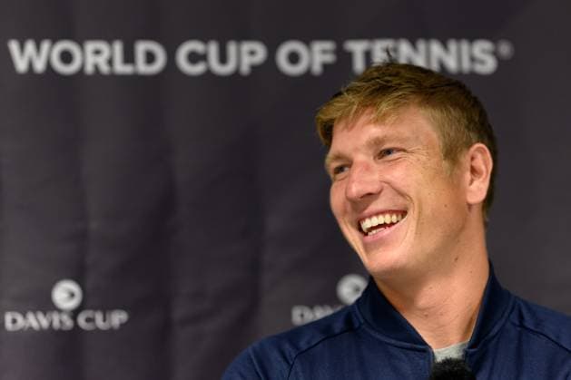 250910 AndrÃ Göransson during a press conference, PK, Pressekonferenz with Team Sweden on September 10, 2025 in Gothenburg. Photo: Carl Sandin BILDBYRAN kod CS CS0766 tennis davis cup presskonferens press conference sweden bbeng Copyright: CARLxSANDIN BB250910CS010