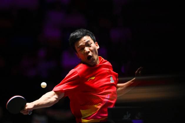 (250910) -- MACAO, Sept. 10, 2025 -- Xiang Peng of China competes during the men s singles round of 32 match against Patrick Franziska of Germany at the 2025 World Table tennis, Tischtennis (WTT) Champions Macao in Macao, south China, Sept. 10, 2025. ) (SP)CHINA-MACAO-TABLE TENNIS-WTT-MEN S SINGLES (CN) CheongxKamxKa 