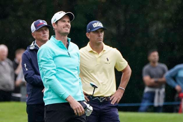 BMW PGA, Golf Herren 2025 Andy Murray former tennis Grand Slam player with Billy Horschel In action on Pro Am day at The BMW PGA, Wentworth (West) GC, Virginia Water, Surrey, England. UK 1oth September 20025 Copyright: xMarkxNewcombex