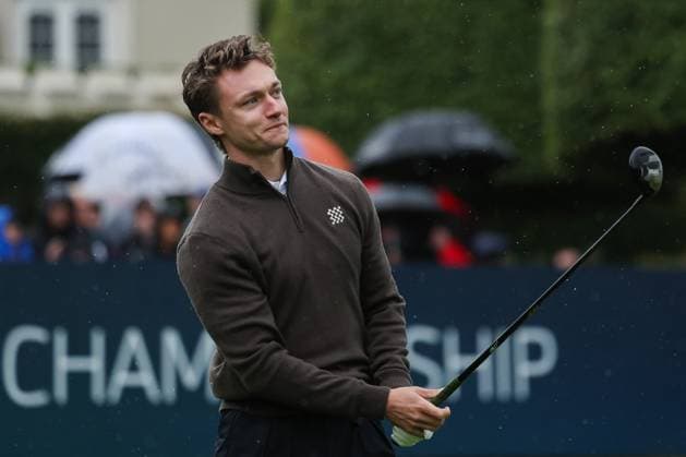10th September 2025; Wentworth Club, London, England; The BMW PGA, Golf Herren Championship Golf Practice Day 2; Harrison Osterfield plays a shot to the 1st green  HenningxvonxJagow