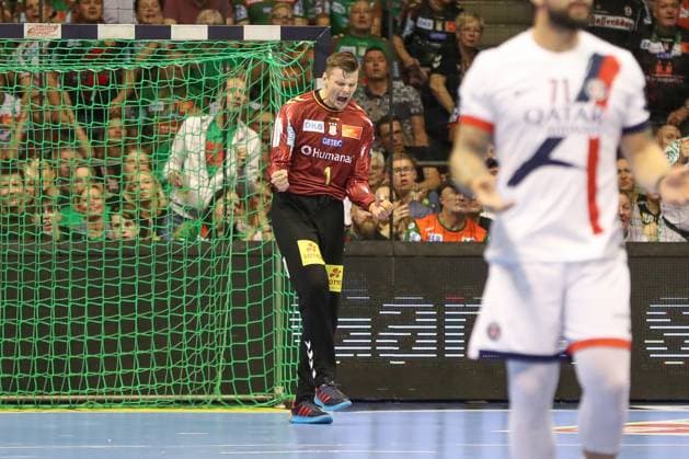 10.09.2025, xgox, Handball, EHF Champions League, SC Magdeburg - Paris Saint Germain v.l. Sergey Hernandez Ferrer (Magdeburg, 1) Jubel, Torjubel, jubelt ueber das Tor, celebrate the goal, celebration Magdeburg